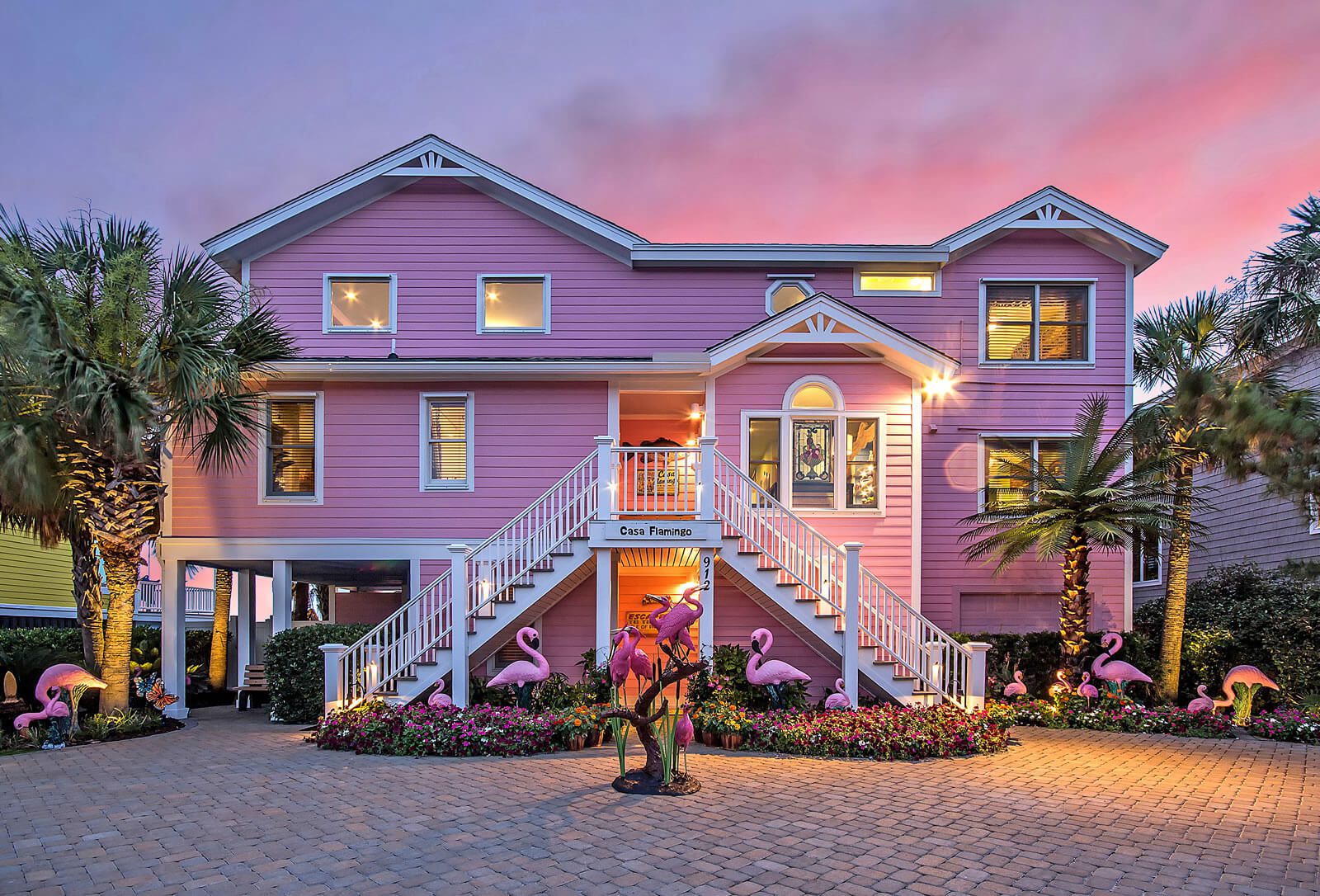 Casa Flamingo Front of Home After Hours - Isle of Palms, SC